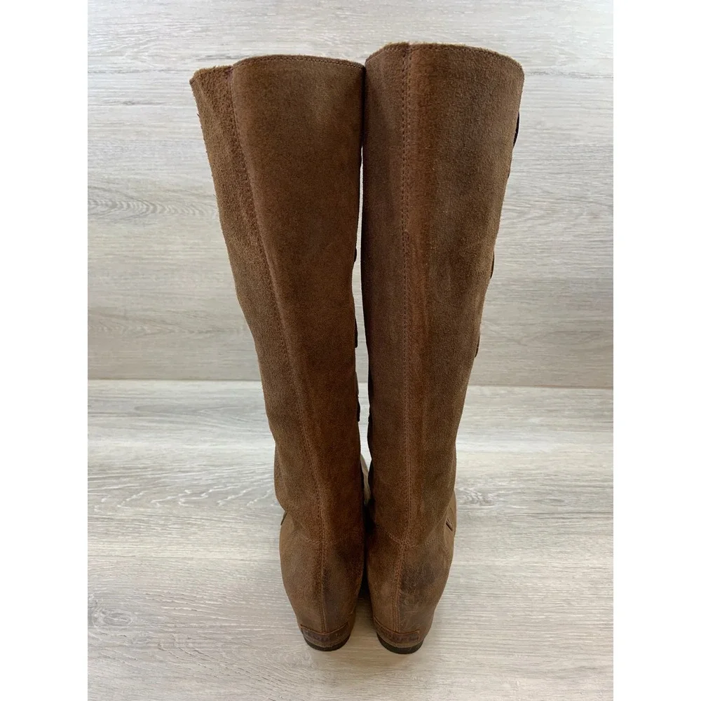 Sorel Joan of Arctic Women's Wedge Brown Suede Tall Lace Up Boots 9 Shoes